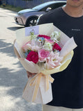 Pink Series Fresh Rose Lily Bouquet – Soft & Gentle Garden Roses - FLOWERHOLIC